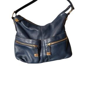 Michael Michael Kors Elegant Navy Leather Shoulder Bag